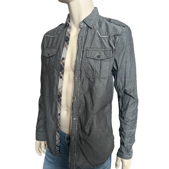 David Bitton Buffalo Shilo Cannon Combo Shirt Utility Cowboy Western Rare Y2K - Picture 2 of 16